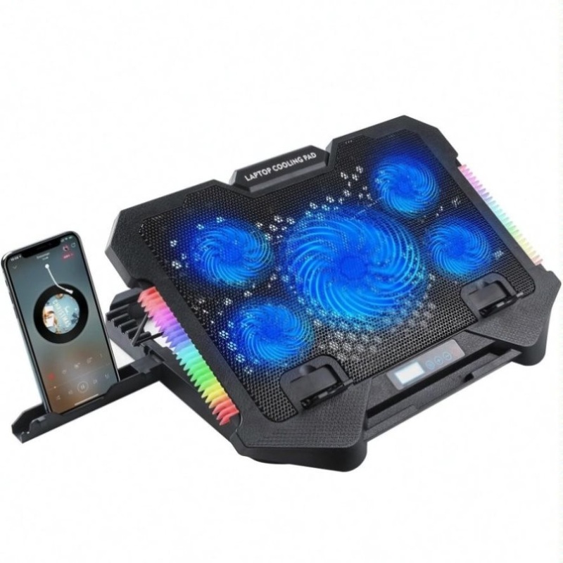 5-Fan Laptop Cooling Pad With Adjustable Stand And Phone Holder PRL-2851200AYS