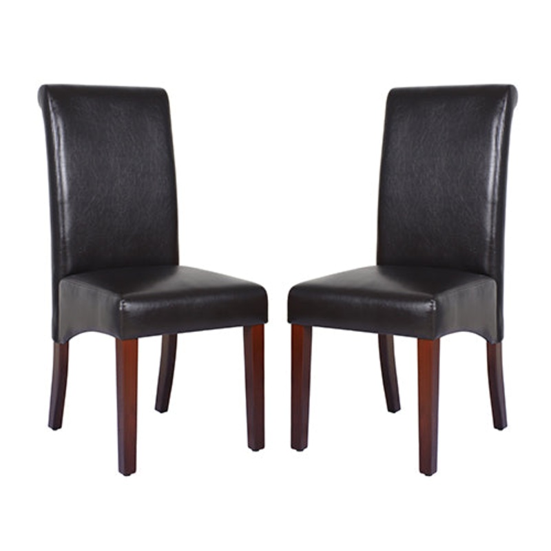 2x Wooden Frame Black Leatherette Dining Chairs with Solid Pine Legs V43-DC-SWI-BLN