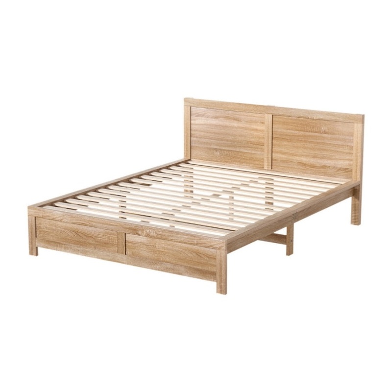 Artiss Bed Frame Double Size Wooden Acacia Wood OATMEAL WBED-F-OATMEAL-D-NA-ABC