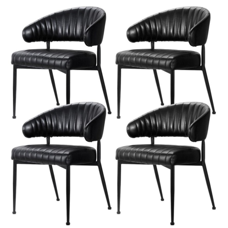 Artiss Dining Chairs Set of 4 Leather Hollow Armchair Black DINING-B-C01-PU-BKX4