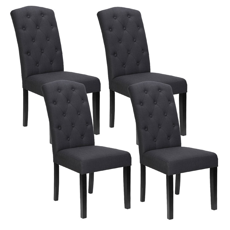 Artiss Dining Chairs Set of 4 Linen Parsons Chair Dark Grey UPHO-C-DIN-1026-GYX4