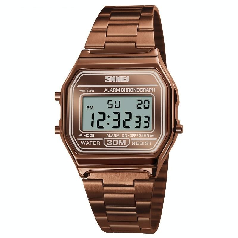 Waterproof Steel Band Men Electronic Watch – Coffee Gold PRL-3032780550DBT