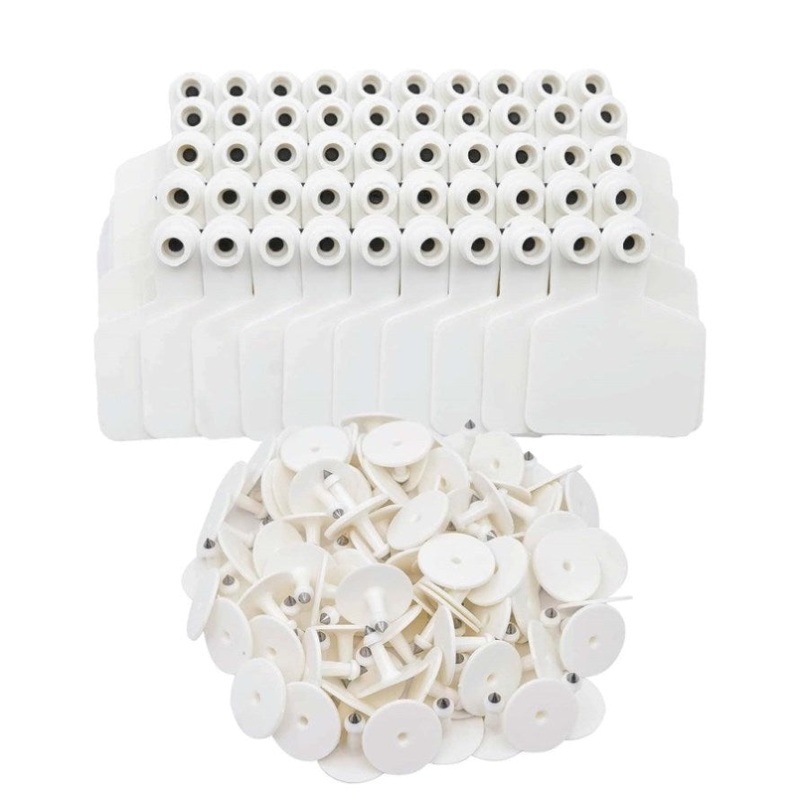 100x Cattle Ear Tags 6x7cm Set – Medium White Blank Cow Sheep Livestock Label V238-SUPDZ-40208932339792