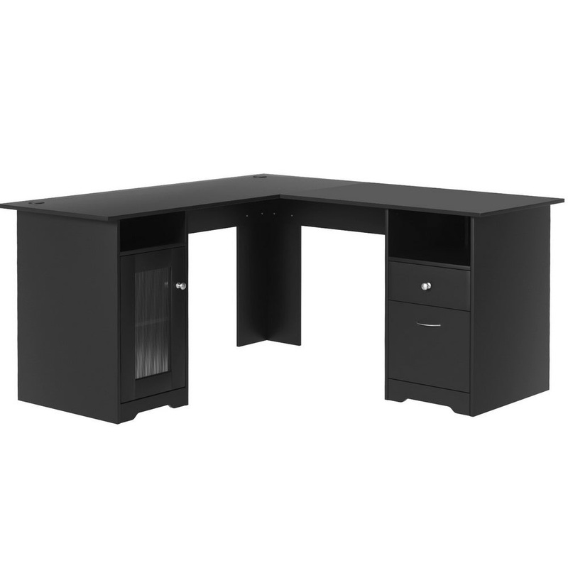 Artiss Computer Desk Home Office Study Desks L-shaped Corner Table with Storage FURNI-Q-DESK-L-BK-ABC