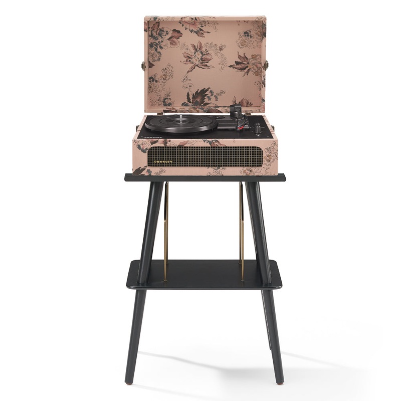 Crosley Voyager Bluetooth Portable Turntable + Entertainment Stand Bundle – Floral V398-CRIW8017BST-FL4