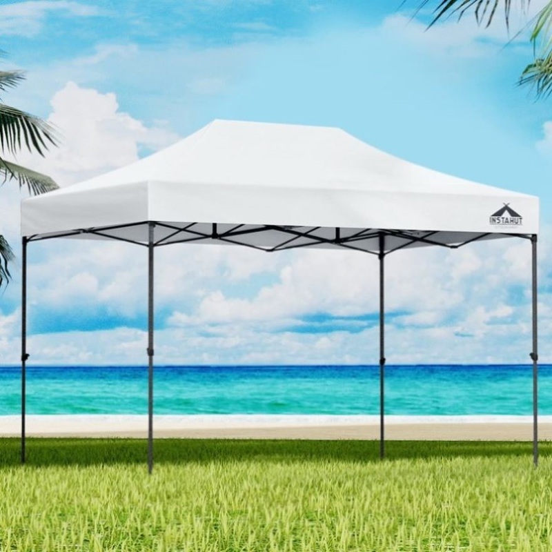 Instahut Gazebo Pop Up 3×4.5m w/Base Podx4 Marquee Folding Outdoor Wedding Camping Tent Shade Canopy GAZEBO-T-3X45-F-WH-BASE