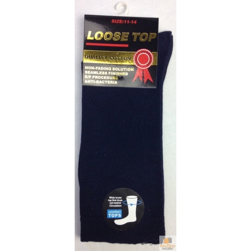 10x Pairs COTTON Rich LOOSE TOP SOCKS Medical Circulation Diabetic Comfort BULK – V563-10COTTONLTSOX-NVYBLU11-14