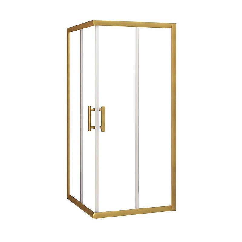 Adjustable 900x900mm Double Sliding Door Glass Shower Screen in Gold V63-845101