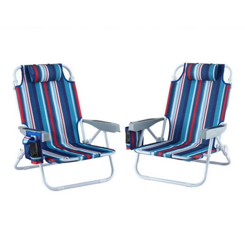 Gardeon Outdoor Chairs Beach Chair Backpack Cooler Storage Lightweight Fishing Blue ODF-BEACH-FC110-BL-2X