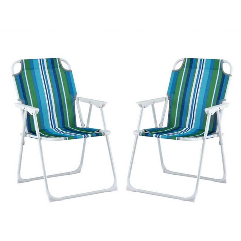 Gardeon Outdoor Chairs Folding Camping Chair Steel Portable Patio Furniture ODF-BEACH-FC39-BL-2X