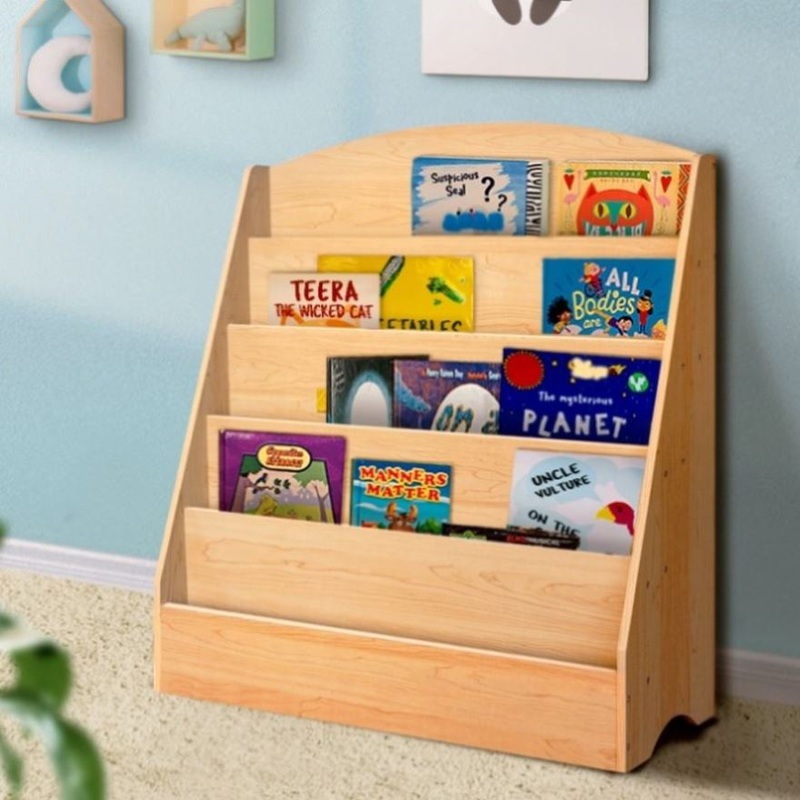 Keezi 5 Tiers Kids Bookshelf Magazine Shelf Organiser Bookcase Display Rack FURNI-E-BOOK-UBER-WD