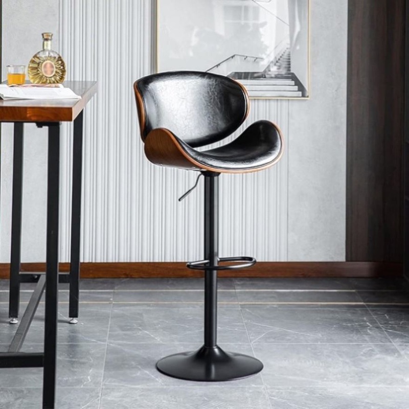 SERENIT European Black Modern Bar Stools Swivel Bar Stool Chair Counter Height Barstool with 360 V255-SE-SP-1865-BLACK