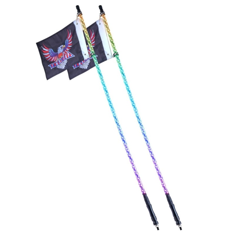 VEVOR 2 PCS 5 FT Whip Light, APP & RF Remote Control Led Whip Light, Waterproof Spiral RGB Chasing V952-CRKJPPTDZ5YCJCVCMV9