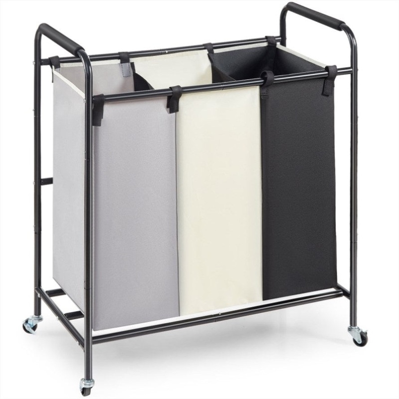 VEVOR 3-Section Laundry Basket, Heavy Duty Laundry Hamper Storage Organizer, Laundry Sorter Cart V952-XYLFJSSSYTB75CJ6HV0