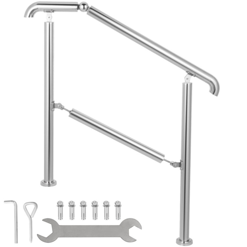VEVOR 3 Step Railing Stainless Steel Transitional Handrail fit for Level Surface and 1 to 3 Steps V952-BXGLTFS3BDLZ00001V0