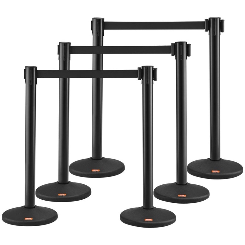 VEVOR Crowd Control Stanchions, 6-Pack Crowd Control Barriers with 3PCS 6.5FT Black Retractable V952-ZGGLZHSSLZX6P36AJV0