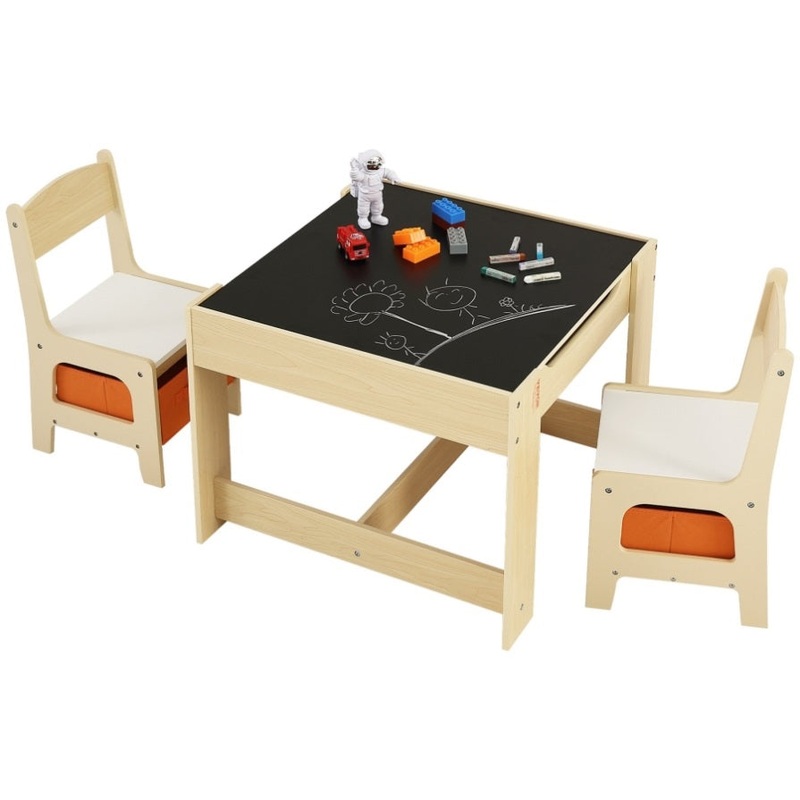 VEVOR Kids Table and Chair Set Wooden Activity Table with Storage Space & Boxes V952-DCWETZYYZEYBIAWBVV0