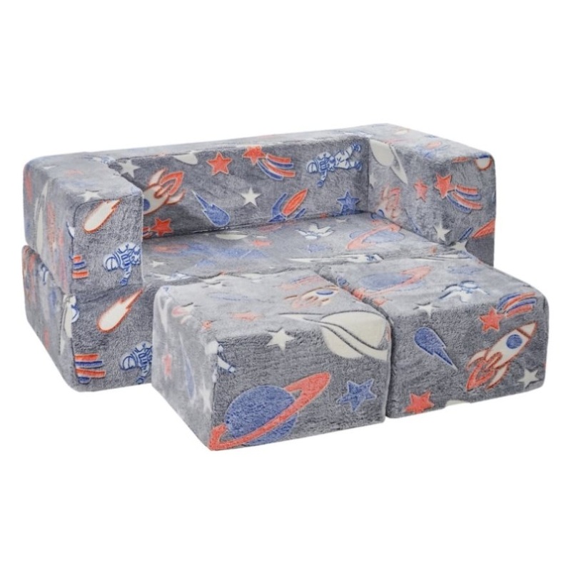 VEVOR Modular Kids Play Couch 4Pcs DIY Glow in the Dark Toddler Chair Grey V952-ETSF411849YC8HY99V0