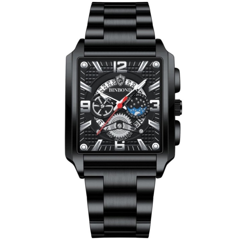 Vintage Square Men Multifunctional Quartz Watch – Black / White PRL-2065233060DBT