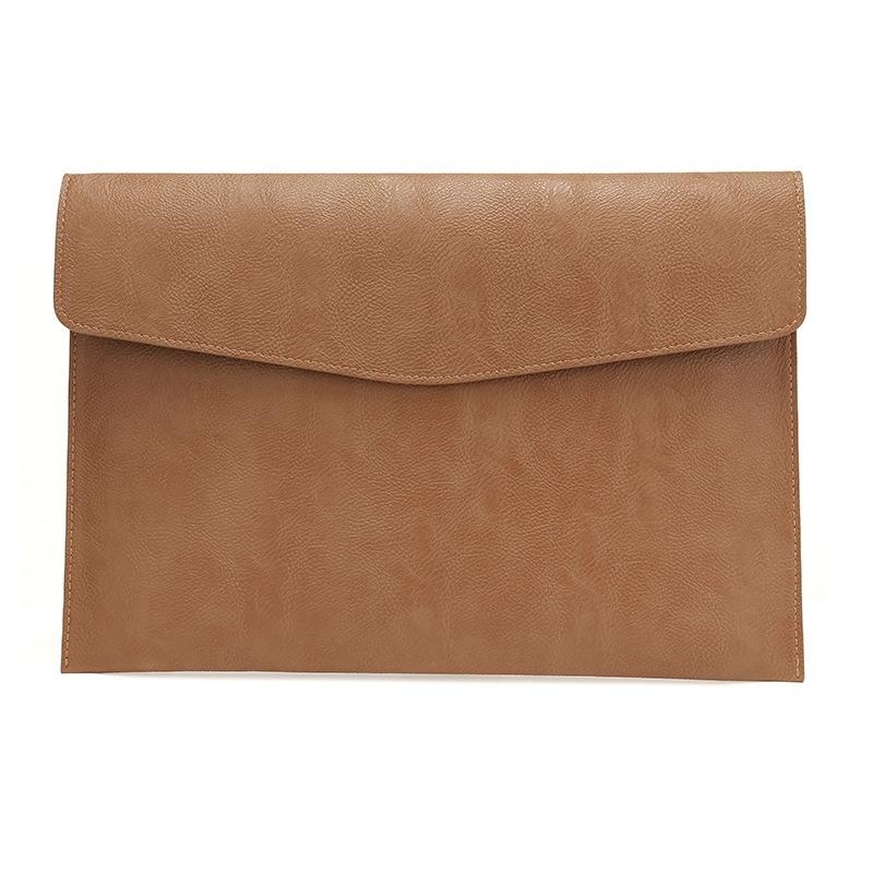 14 Inch Litchi Pattern Laptop Sleeve – Light Brown Pu Leather PRL-1022204240DBT
