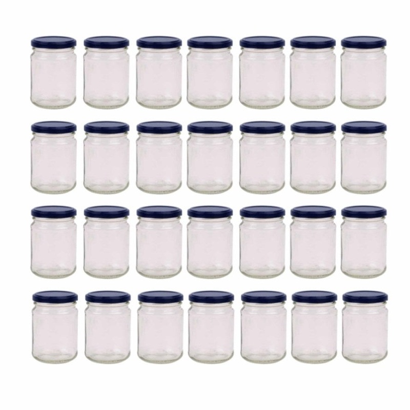 28x 250ml Flint Glass Jars + Twist Lids – Round Food Storage Small Spices V238-SUPDZ-39259192131664