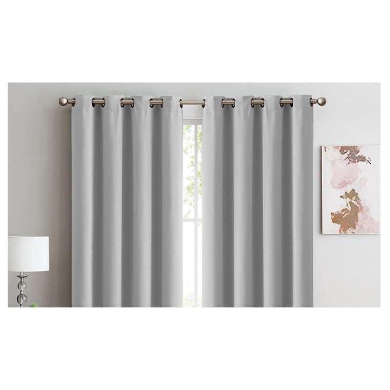 2x 100% Blockout Curtains Panels 3 Layers Eyelet Grey 240x230cm 69_CD1003-240X230-GY