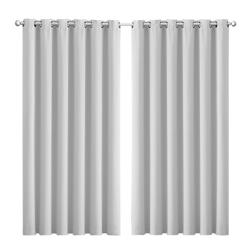 2x Blockout Curtains Panels 3 Layers Grey CD1003-240X230-GY