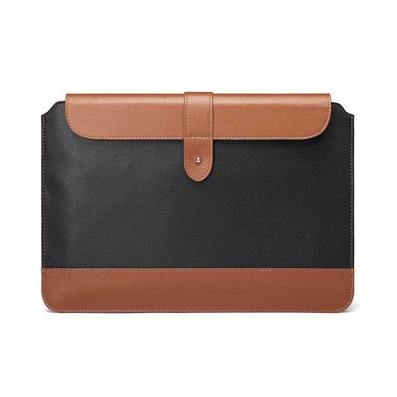 11-12 Inch Horizontal Microfiber Notebook Liner Bag In Black & Brown PRL-1058455750DBT