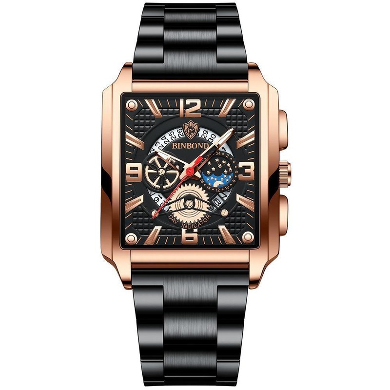 Vintage Square Men Quartz Watch With Multifunction And Luminous Display PRL-1065233060DBT