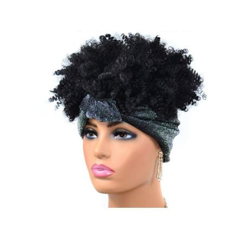10 Gradient Small Curly Headscarf Wig In 1B Colour PRL-0112739550DBT