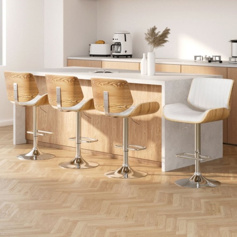 Artiss 4x Bar Stools Adjustable Leather Chairs BA-TW-8092-WHX4