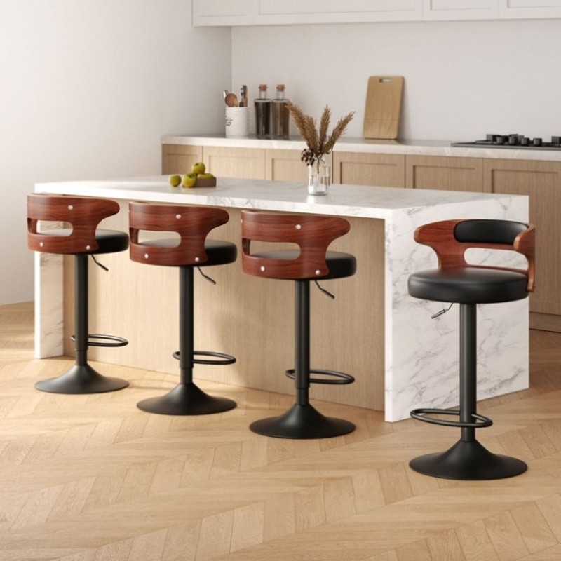 Artiss 4x Bar Stools Gas Lift Faux Leather BA-TW-8005-BKX4