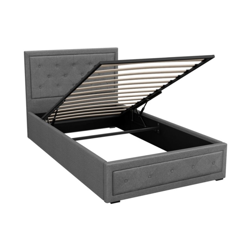Artiss Bed Frame King Single Size Gas Lift Storage Mattress Base Wooden Grey BFRAME-G-GAS-TIYO-KS-GY-ABC