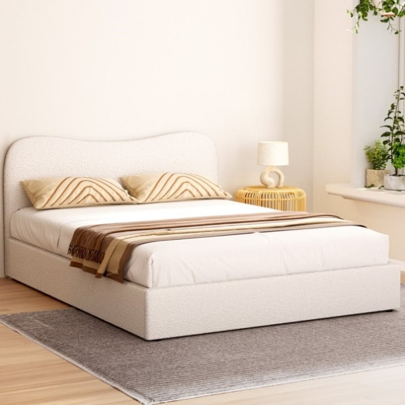 Artiss Bed Frame Queen Size Boucle DARA BFRAME-H-DARA-Q-WH-ABC