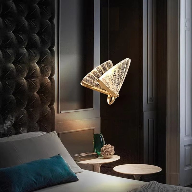BAMDECOR LED Modern Bedroom Bedside Creative Butterfly Hanging Chandelier Light Fixtures for Stairs V255-BAM-A005-1HL