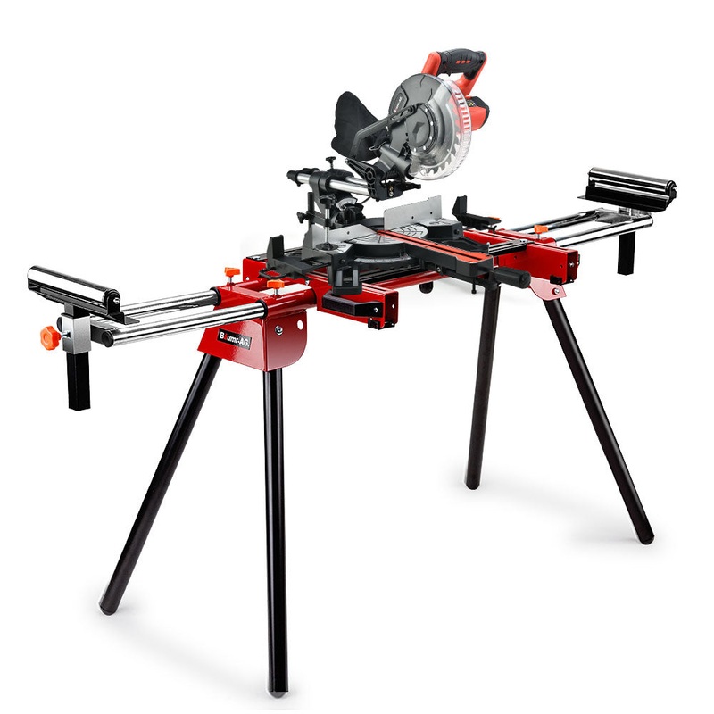BAUMR-AG 210mm Sliding Compound Mitre Drop Saw and Adjustable Stand Combo V219-SAWMTRBM20SF17