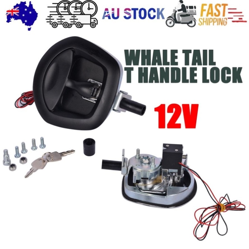 Black Power Operated Central Locking Handle Whale Tail Lock Recessed Folding 12V V201-HBZ1390BL8AU