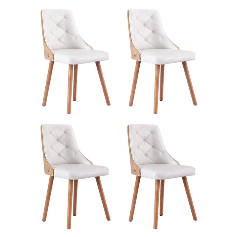 1 Set of 4 Artiss Dining Chairs White PU DINC-TW-2004-PU-WHX4