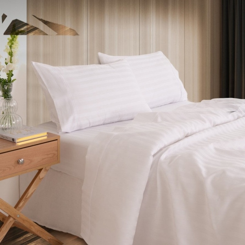 KENSINGTON 1200TC COTTON SHEET SET IN STRIPE-QUEEN – WHITE ABM-202134