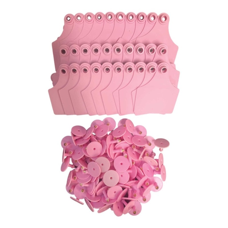 100x Cattle Ear Tags 7x10cm Set – Large Pink Blank Cow Sheep Livestock Label V238-SUPDZ-40208874274896