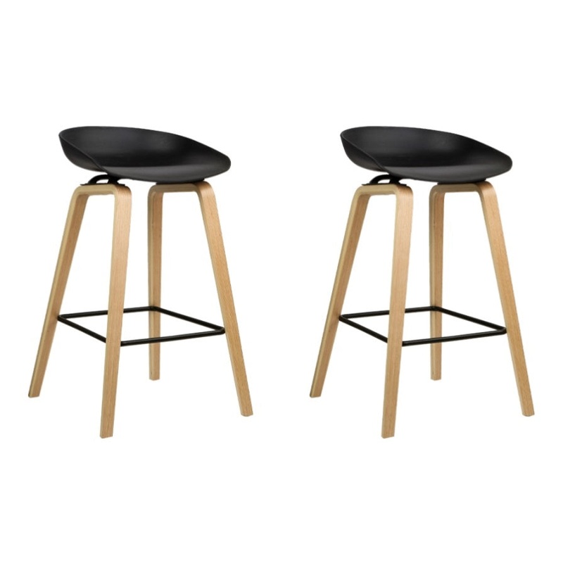 Artiss 2x Bar Stools Wooden BA-TW-8801-BKX2