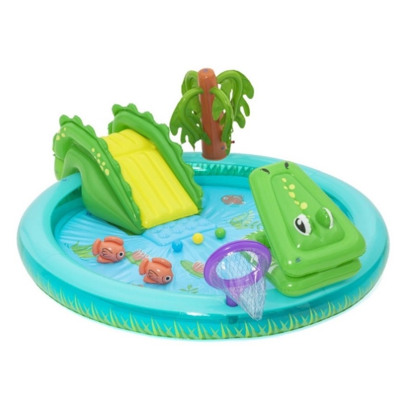Bestway Kids Inflatable Splash Play Pool with Slide Ball Crocodile Fishing Net BW-POOL-PLAY-53166