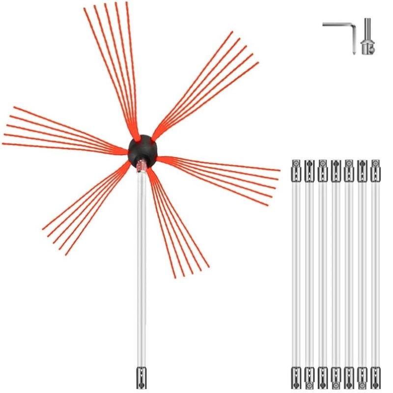 VEVOR Chimney Sweeping Brush Rotary Chimney Brush 315Inch Chimney Brush Rod Kit 8 Rods with Nylon V952-8MYCS000000000001V0