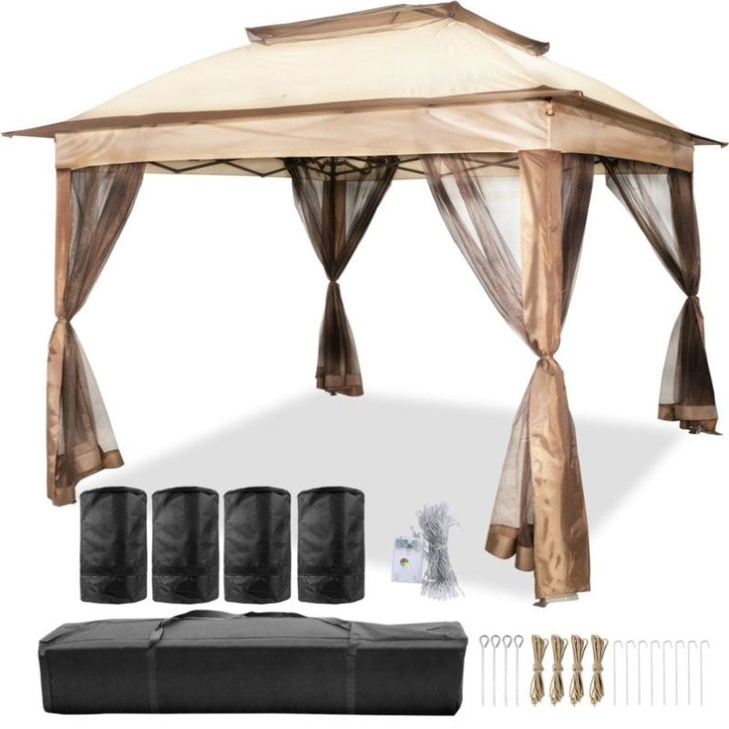 VEVOR Outdoor Canopy Gazebo Tent, Portable Canopy Shelter with 11’x11′ Large Shade Space for V952-ZYP3.3MX3.3MSDZD1V0