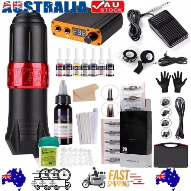 92PCS Upgrade Complete Tattoo Kit rotary tattoo pen 8Inks 40Needle Practice Skin V201-HLWS008ANDPEDAL