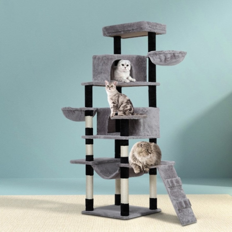 i.Pet Cat Tree 161cm Tower Scratching Post Scratcher Wood Condo House Play Bed PET-CAT-APS021-GR