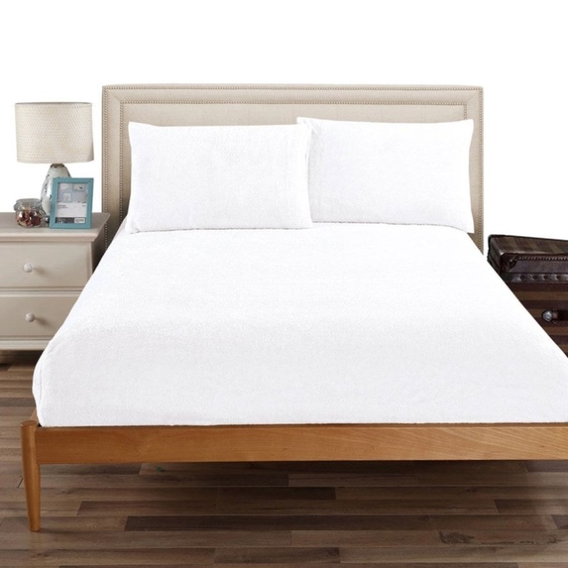Ramesses Teddy Fleece Fitted Sheet Combo Set White Double V442-KIT-FITTEDSS-TEDDYFLEECE-WHITE-DS