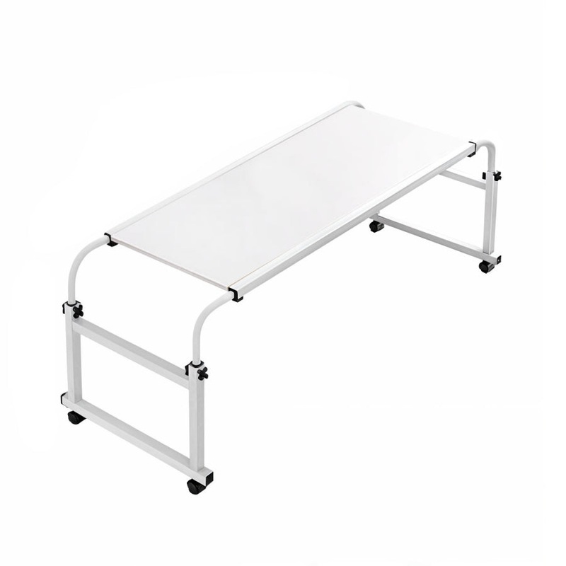 SOGA 120x45cm White Cross Bed Movable Desk Table w/ Adjustable Length & Height SIDETAB27