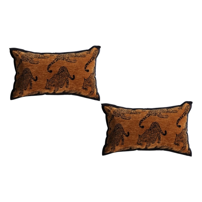 SOGA 2X 30cm Throw Pillow Dark Brown Leopard Lumbar Decorative Cushion for Living Room FRENCHCUSHION300X2