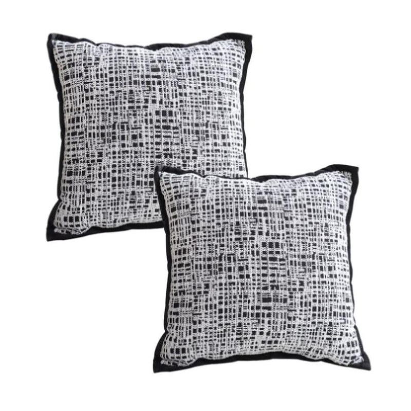 SOGA 2X 45cm Vintage Leopard Print Sofa Black & White Grid Wide Edge Square Throw Pillow FRENCHCUSHION251X2